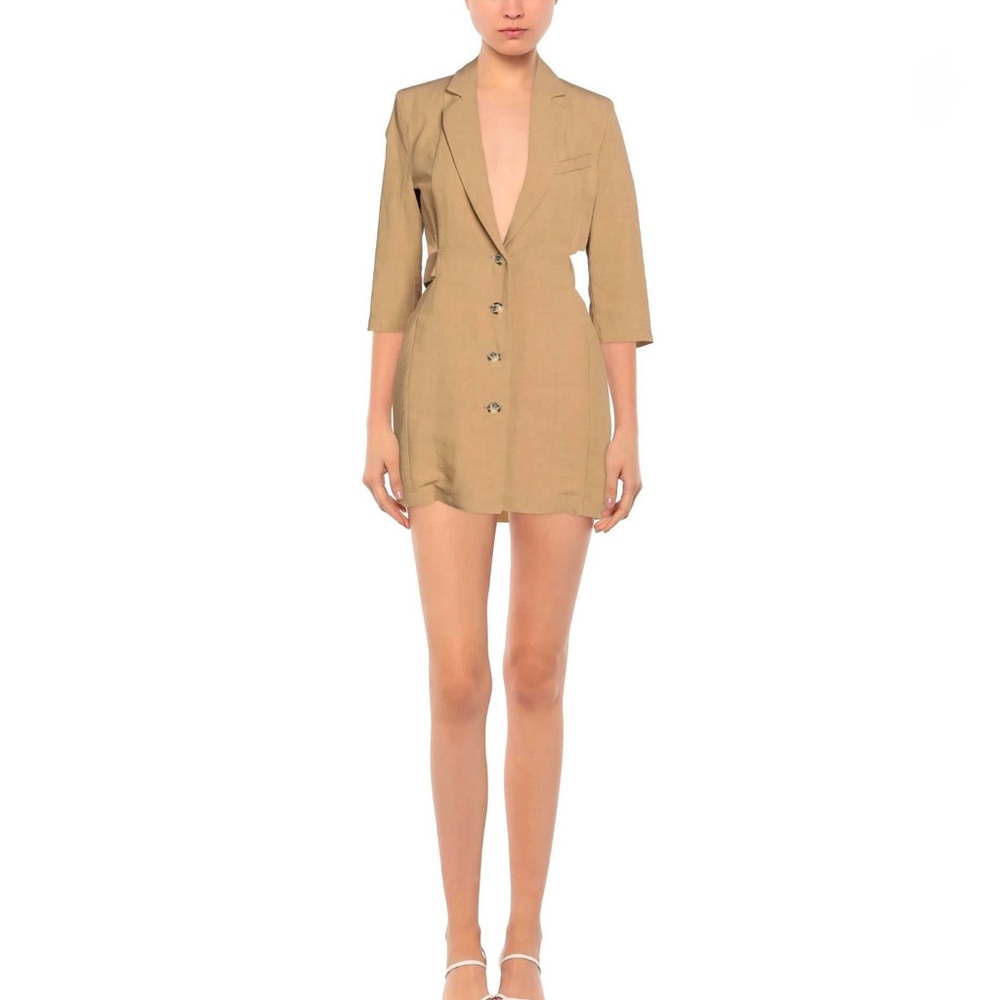 NEW! VICOLO Camel Cutout Double Breasted Blazer Dress